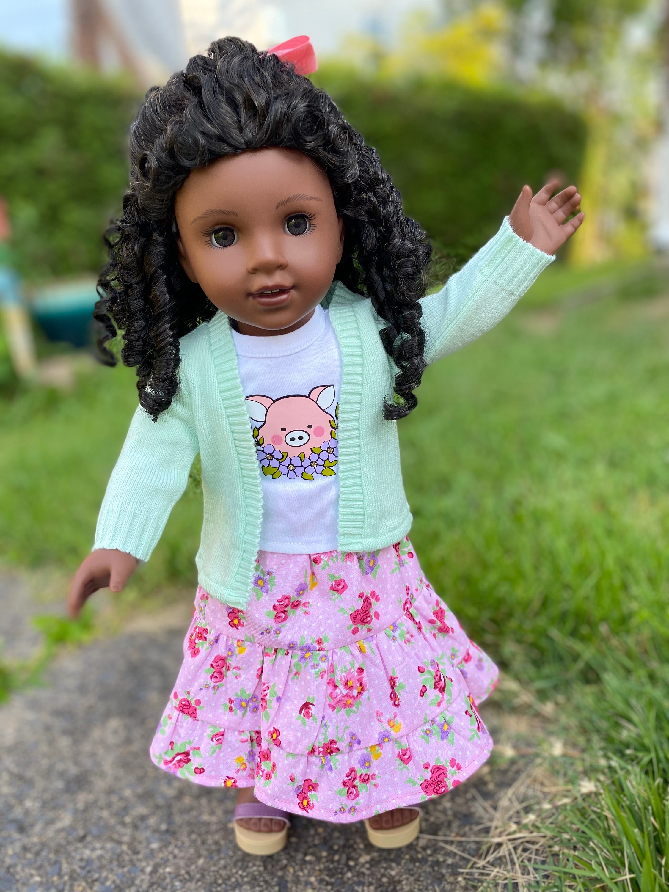 New! - Pink Pig Play Skirt Outfit for 18” Doll